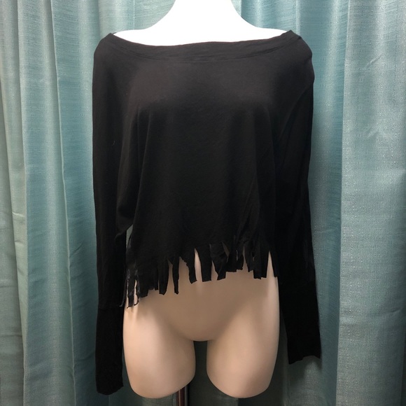 Michael Stars Tops - Michael Stars | Fringed crop top | Burnout | OS Michael Stars Tops - Michael Stars | Fringed crop top | Burnout | OS